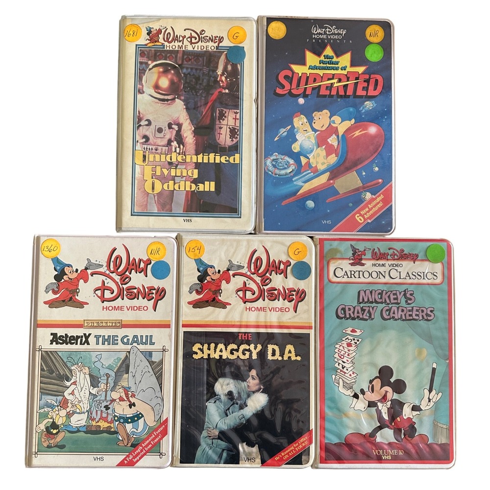 Vintage Rare 80s Walt Disney Home Video VHS Lot of 5 Mickey Shaggy DA Asterix‎